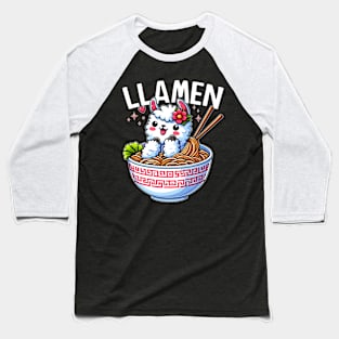 Ramen Noodles Llama Llamen Funny Kawaii Baseball T-Shirt